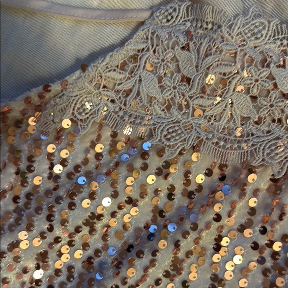 Free People Pale pink Sequin Lace Trim Spaghetti Strap Mini dress - Picture 4 of 4